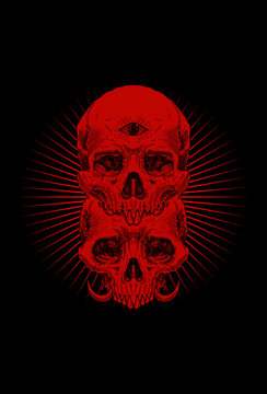 Skull with eyes and light artwork illustration