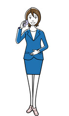 スマホで話すビジネスウーマン