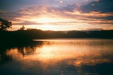 sunset over lake