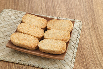 Kue Sagon, Indonesian traditional snacks, made from flour, grated coconut, sugar and then baked
