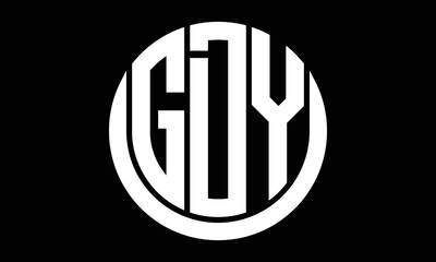 GDY shield in circle logo design vector template. letter mark, wordmark, monogram symbol on white background. - obrazy, fototapety, plakaty