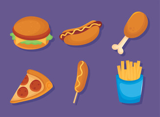 fast food icon set