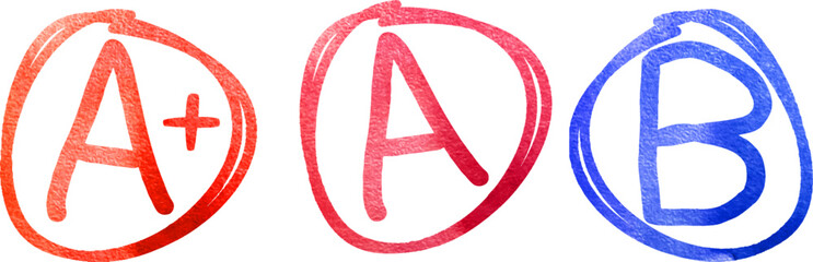 Fototapeta premium Watercolor grades with circles, A mark school education