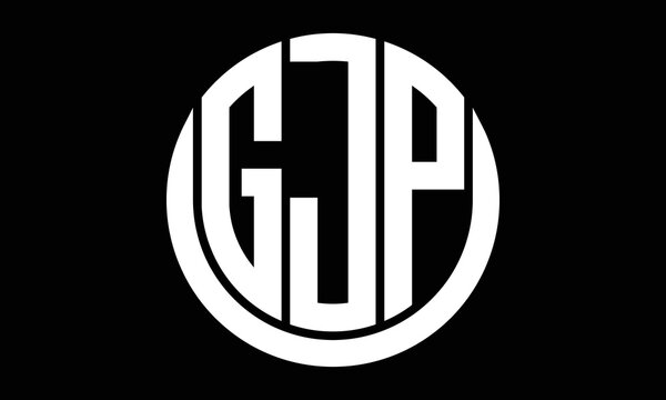 GJP shield in circle logo design vector template. letter mark, wordmark, monogram symbol on white background.