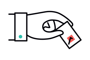 hand with voting ballot