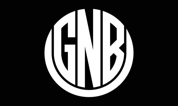 GNB shield in circle logo design vector template. letter mark, wordmark, monogram symbol on white background.