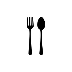 fork and spoon icon vector stock illustration in black color