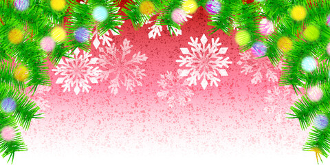 クリスマス　雪　モミの木　背景