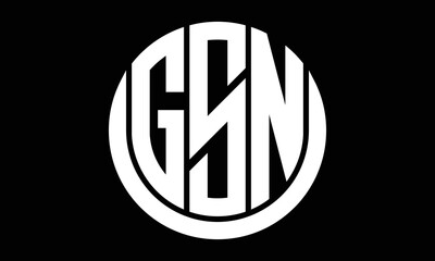 GSN shield in circle logo design vector template. letter mark, wordmark, monogram symbol on white background.
