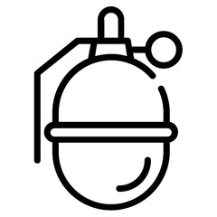Hand grenade for bombing in wars, line icon