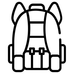 A linear icon of a military backpack.