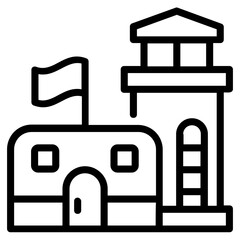 Modern line icon of a military headquarters 