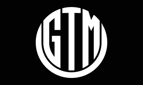 GTM shield in circle logo design vector template. letter mark, wordmark, monogram symbol on white background.