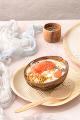 Yogurt with grapefruit, granola, chia and honey
