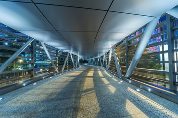 Fototapeta premium Empty modern pedestrian walkway in downtown