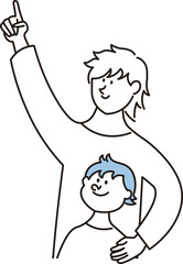 指差している親と子供のイラスト素材