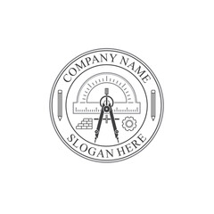 illustration of compass geometry and protractor, vector art.