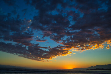 Fototapeta na wymiar Summer sunset at Rincon point in California