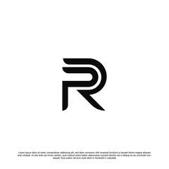 Simple minimal letter PR or RP logo design
