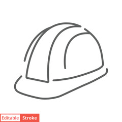 Construction safety helmet icon. Simple outline style. Hard hat, worker cap, protect and safe concept. Thin line vector illustration design isolated on white background. Editable stroke EPS 10.