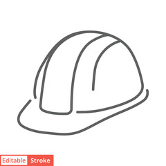 Construction safety helmet icon. Simple outline style. Hard hat, worker cap, protect and safe concept. Thin line vector illustration design isolated on white background. Editable stroke EPS 10.