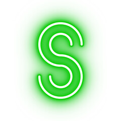 Neon alphabet S icon, glowing icon, glowing alphabet icon, glowing S, glowing letter, neon letter