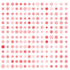 *Merry christmas*, Vector snowflakes, 210 red snowflakes.