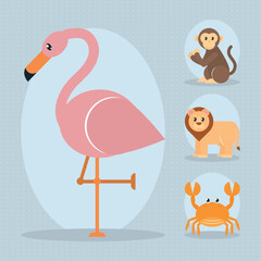 cute animals icon set