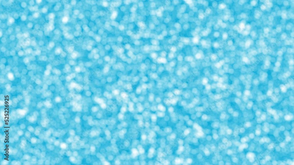 Wall mural abstract loop motion shining white bokeh particles on blue background. blinking glittering particles