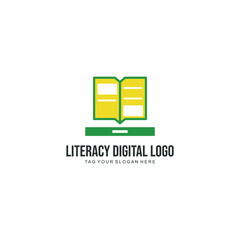 literacy digital logo design vector new
