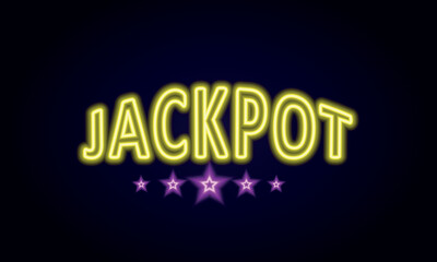 Jackpot neon style logo. Design template.