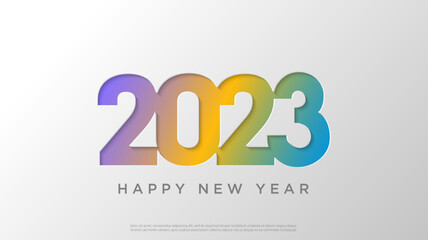 2023 colorful vector on paper cut background. 2023 vector concept. Lettering 2023