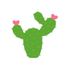 Cactus shaped plants that flower in the shape of a heart. The concept of lovers growing cactus.