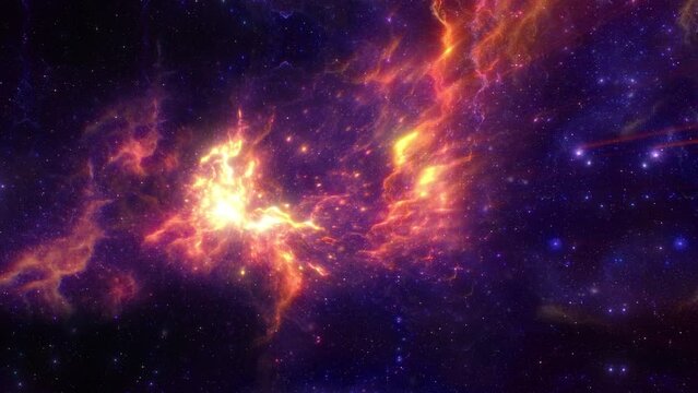 Space traveling in the purple galaxy with nebula