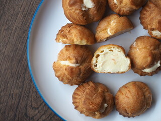 top view choux cream