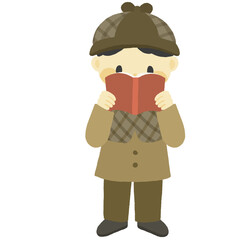 読書をする探偵の男性