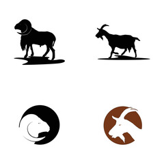 horned goat logo vector template