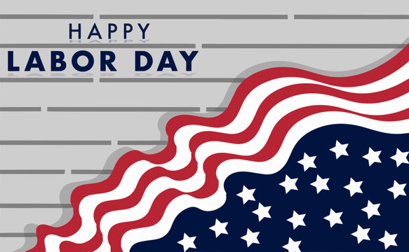 Happy Labor Day holiday banner on US national flag color background