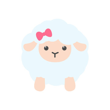 Vector cartoon male and female sheep decorated with bows Cute lambs for skis on baby clothes.