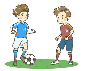 サッカー選手のイラスト　ドリブルシーン © 丸山　潤
