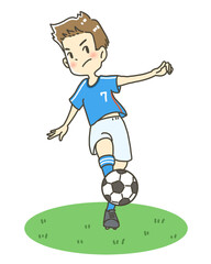 サッカー選手のイラスト　シュートシーン