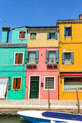 Colorful houses in Burano Island. Venice, Italy