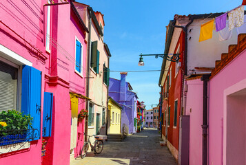 Fototapeta na wymiar Colorful houses in Burano Island, Venice, Italy