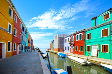 Colorful houses in Burano Island. Venice, Italy