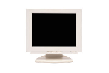 Blank empty computer monitor isolated on the white background. Front view.