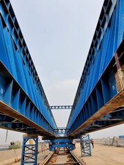 This is the steel structure of a launcher gantry that will be used for erection precast concrete I Girder.