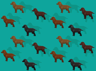 American Water Spaniel Dog Various Color Cartoon Seamless Wallpaper Background