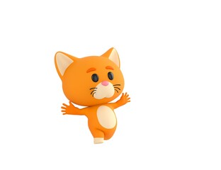Fototapeta premium Orange Little Cat character running happily in 3d rendering.