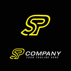 SP or PS letter Logo Line Design Template Vector