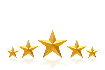 Five gold star isolated on white